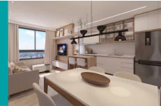 cozinha com decoração luxuosa, adega, eletrodomésticos mordenos e vários pontos de iluminação